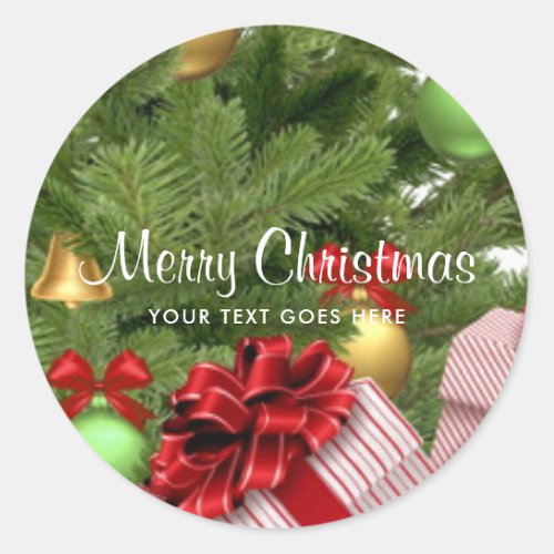 Changeable Merry Christmas Text Gifts Template Classic Round Sticker