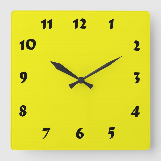 Changeable Numbered Bright Neon Yellow Clock (Front)