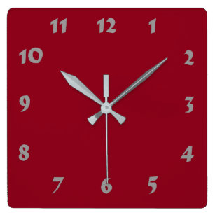 Solid Burgundy Color Art Wall Décor Zazzle Changeable Numbered Dark Red Clock