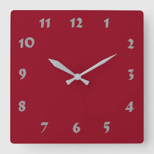 Changeable Numbered Dark Red Clock