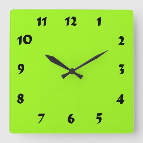 Changeable Numbered Neon Bright Green Clock