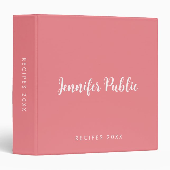 Changeable Text Name Monogram Recipes Typography 3 Ring Binder (Front/Spine)