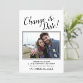 Changed The Date Photo Calligraphy Wedding Invitation (Standing Front)