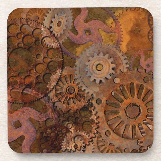 Changing Gear - Steampunk Gears & Cogs Drink Coaster (Front)