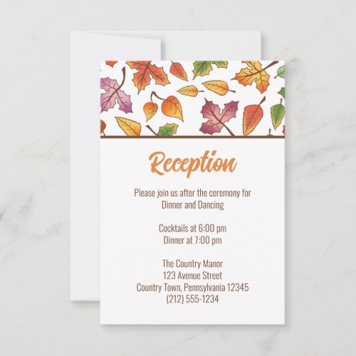 Changing Leaves Fall Reception Enclosure Card