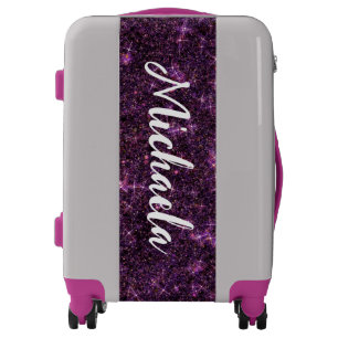Changling Purple Pink Dragon Glitter CUSTOM TEXT Luggage