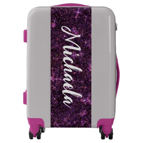 Changling Purple Pink Dragon Glitter CUSTOM TEXT Luggage