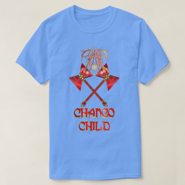 Chango Child Lightning Charged Twin Double Ax Cla T-Shirt (Design Front)