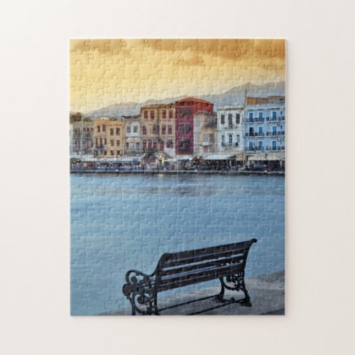 Chania at dusk Chania Crete Greece Jigsaw Puzzle