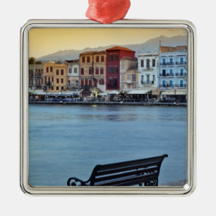 Chania at dusk, Chania, Crete, Greece Metal Ornament
