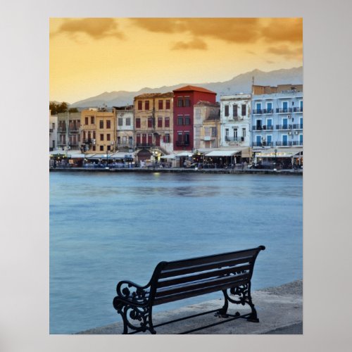 Chania at dusk Chania Crete Greece Poster