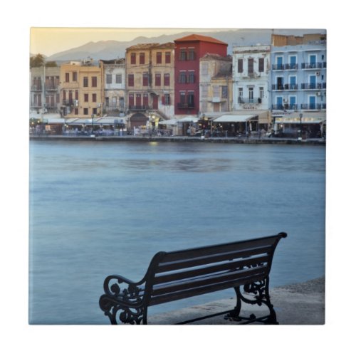 Chania at dusk Chania Crete Greece Tile