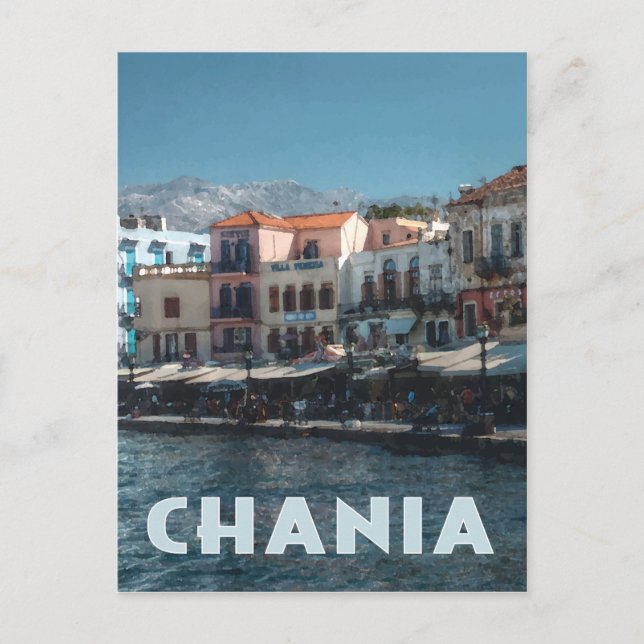 Chania Harbor, Crete Greece Postcard (Front)