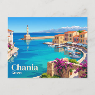 Chania Old Venetian Harbor Greece Postcard