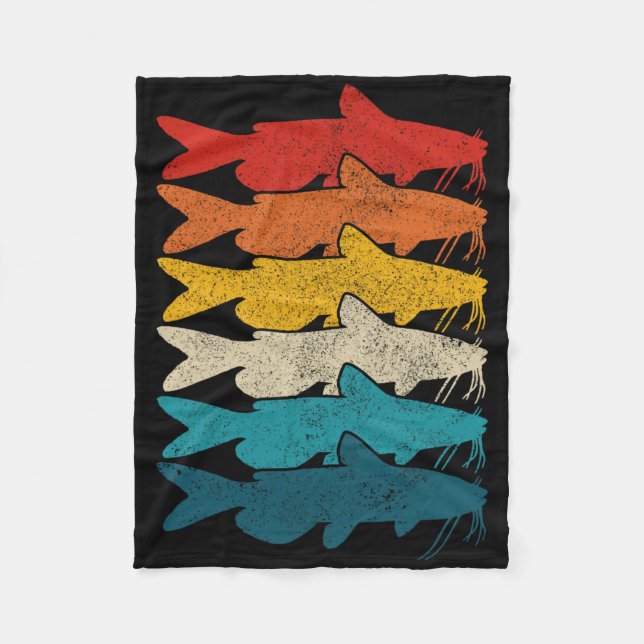 Channel Catfish Vintage Fish Catfish Fishing  Fleece Blanket (Front)