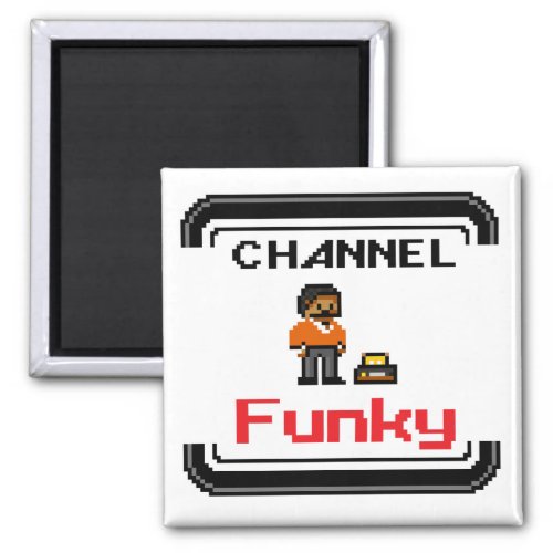 Channel Funky Pixel Art 2 Inch Square Magnet