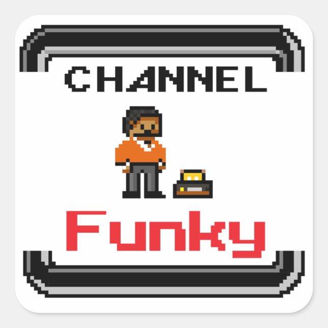 Channel Funky Pixel Art Square Stickers (Front)