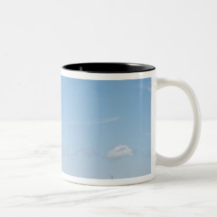 channel in harbor on a sunny day with blue sky Two-Tone coffee mug