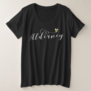 Channel Islands, Alderney Flag Heart Plus Size T-Shirt