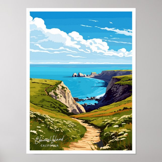 Channel Islands California travel illustration Poster (Front)