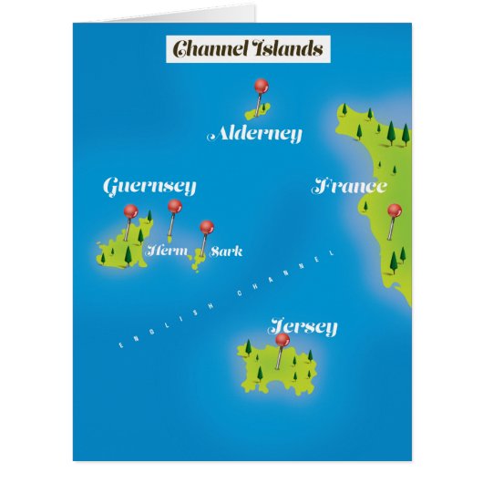 Channel Islands Map poster. Cards (Front)