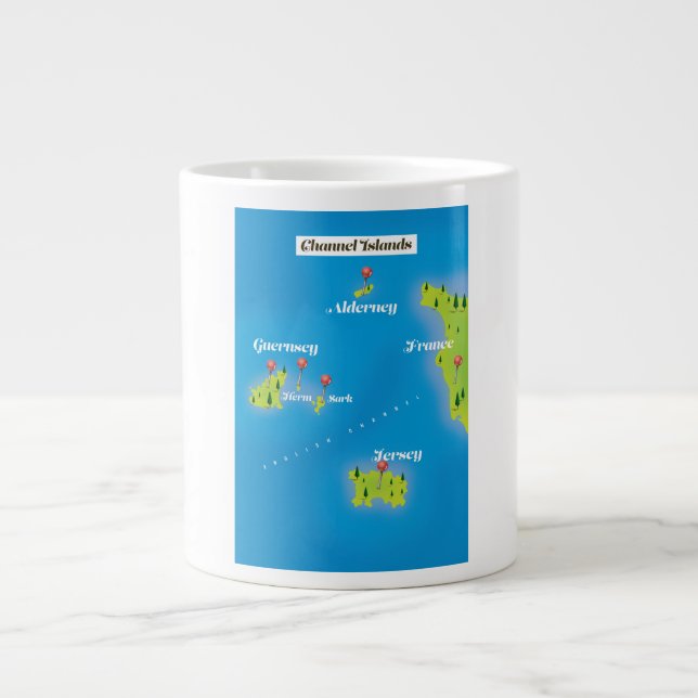 Channel Islands Map poster. Giant Coffee Mug (Front)
