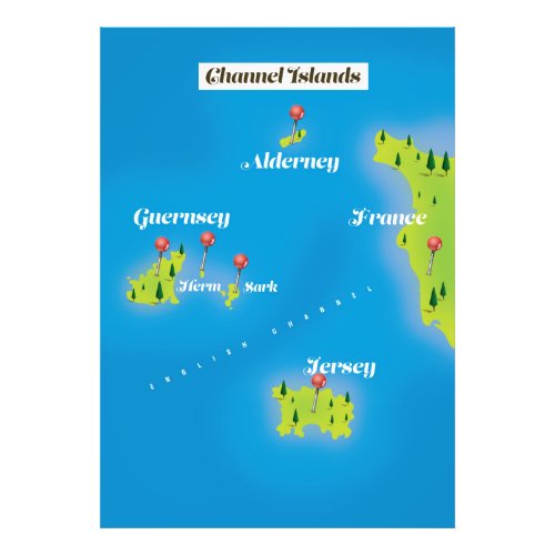 Channel Islands Map poster Photo Print