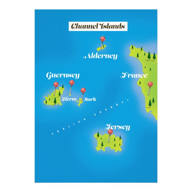 Channel Islands Map poster. Photo Print (Front)