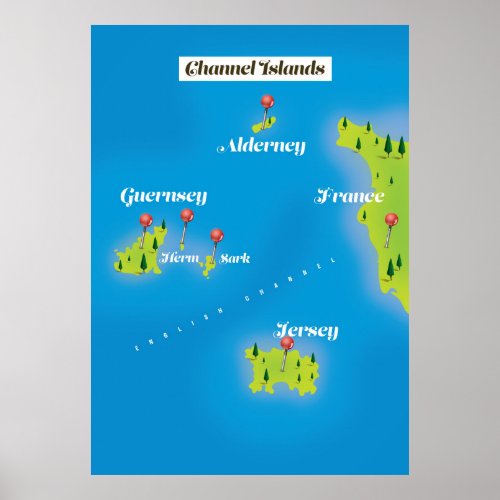 Channel Islands Map poster Poster