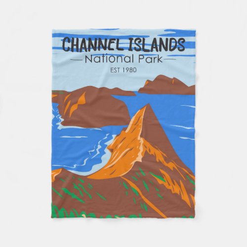  Channel Islands National Park California Vintage Fleece Blanket