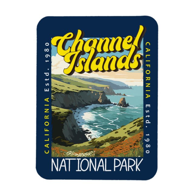 Channel Islands National Park Distressed Retro Magnet (Vertical)