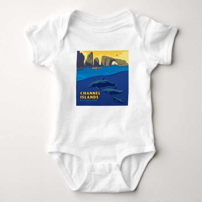 Channel Islands National Park Dolphins Baby Bodysuit (Front)