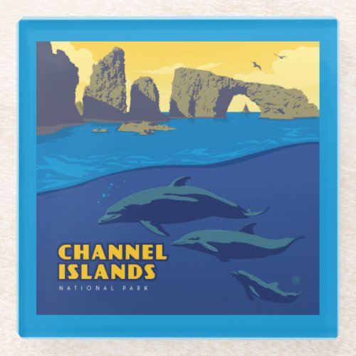 Channel Islands National Park Dolphins Glass Coaster
