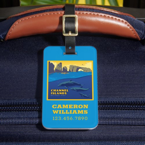 Channel Islands National Park Dolphins Luggage Tag