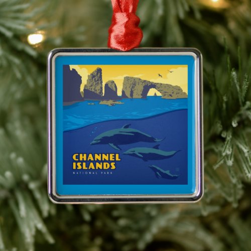 Channel Islands National Park Dolphins Metal Ornament
