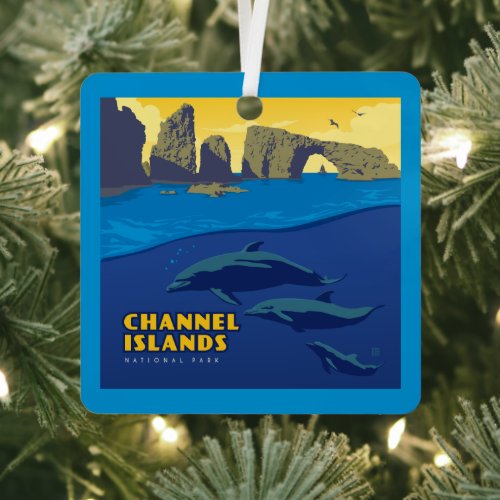 Channel Islands National Park Dolphins Metal Ornament