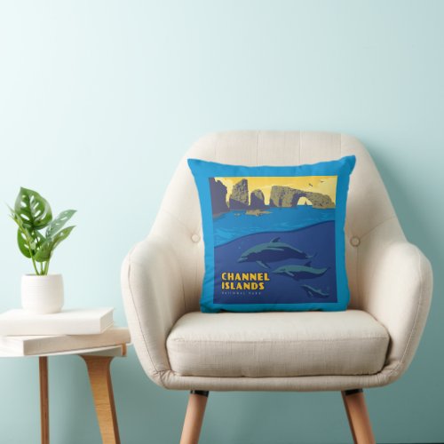 Channel Islands National Park Dolphins Throw Pillow