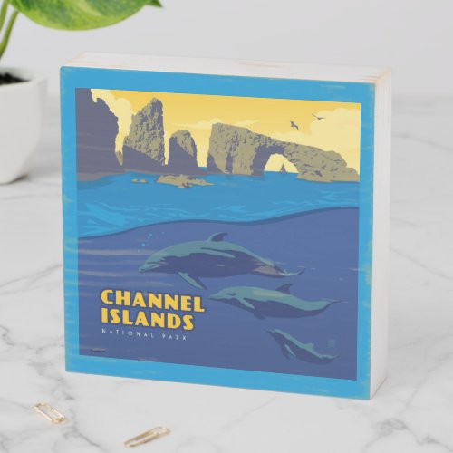 Channel Islands National Park Dolphins Wooden Box Sign