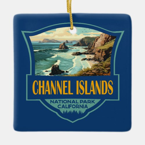 Channel Islands National Park Illustration Travel  Ceramic Ornament