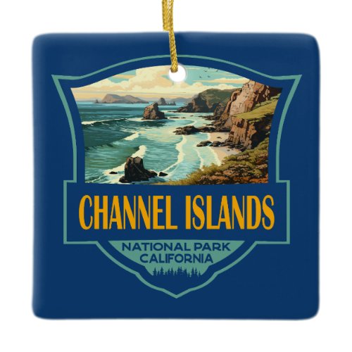 Channel Islands National Park Illustration Travel  Ceramic Ornament