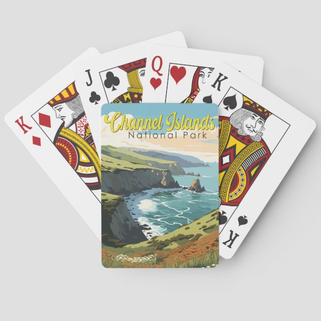 Channel Islands National Park Illustration Travel  Poker Cards (Back)