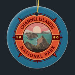 Channel Islands National Park Retro Compass Emblem Ceramic Ornament<br><div class="desc">Channel Islands vector artwork design. The park comprises 5 ecologically rich islands off the Southern California coast.</div>