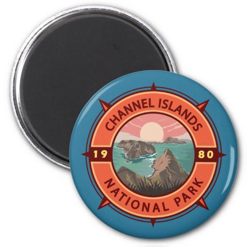 Channel Islands National Park Retro Compass Emblem Magnet
