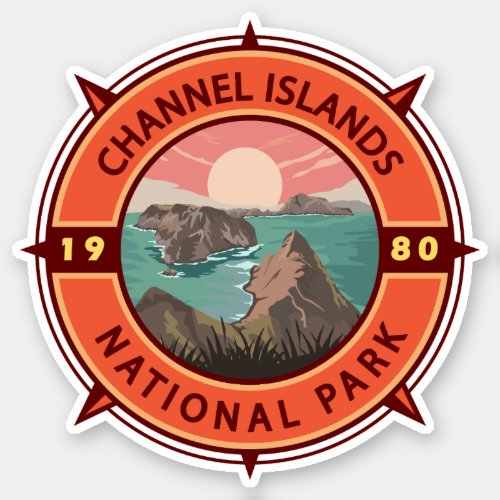 Channel Islands National Park Retro Compass Emblem Sticker