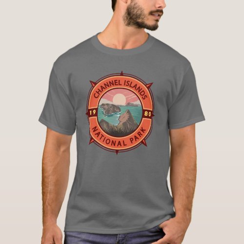 Channel Islands National Park Retro Compass Emblem T_Shirt