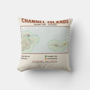Channel Islands National Park Trail Map Pillow