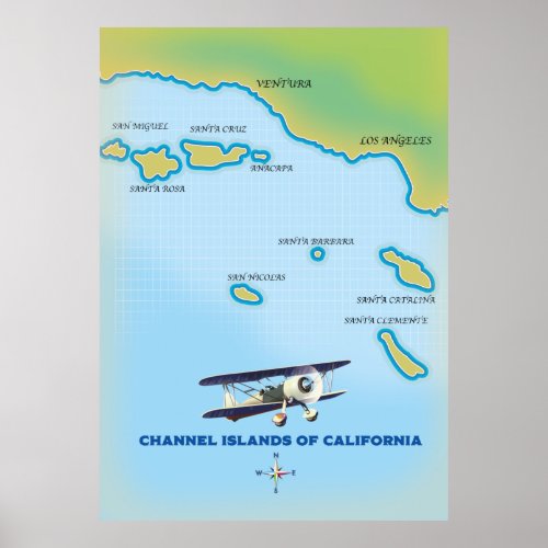 Channel Islands of California map Poster