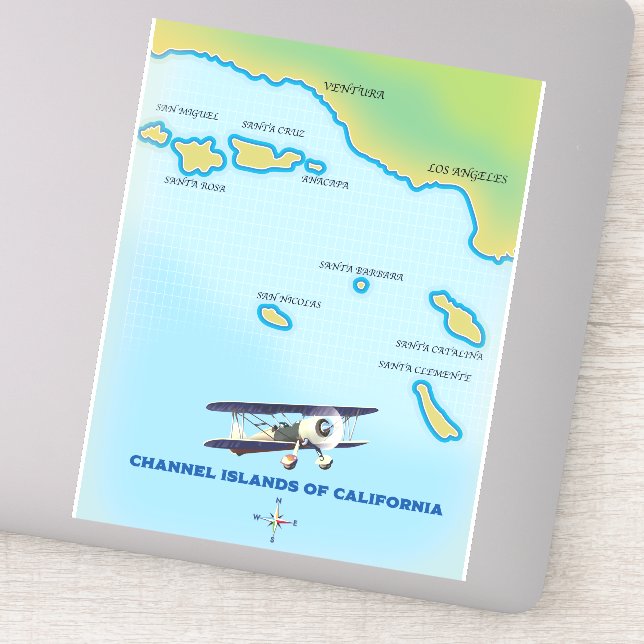 Channel Islands of California map Sticker (Detail)