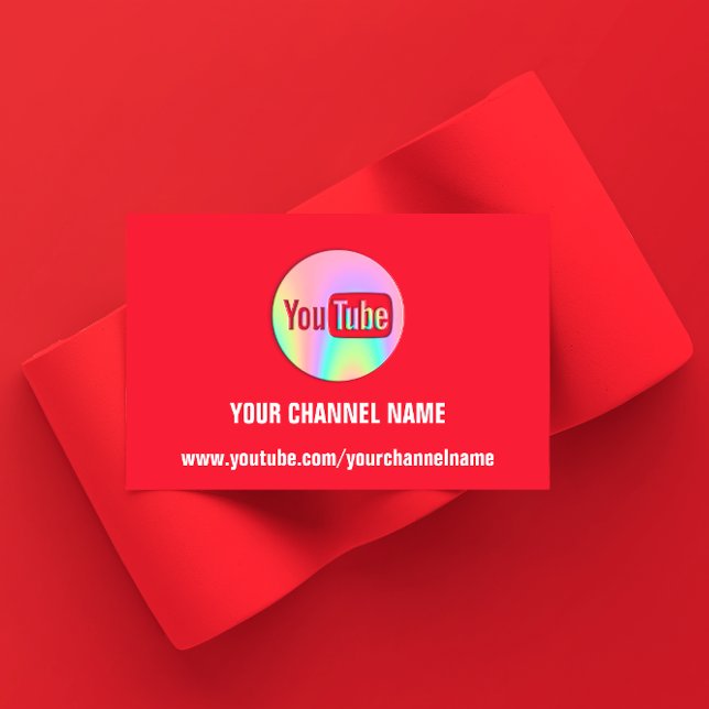CHANNEL NAME YOU TUBER LOGO QR CODE HOLOGRAPH RED BUSINESS CARD (CHANNEL NAME YOU TUBER LOGO QR CODE HOLOGRAPH RED BUSINESS CARD)