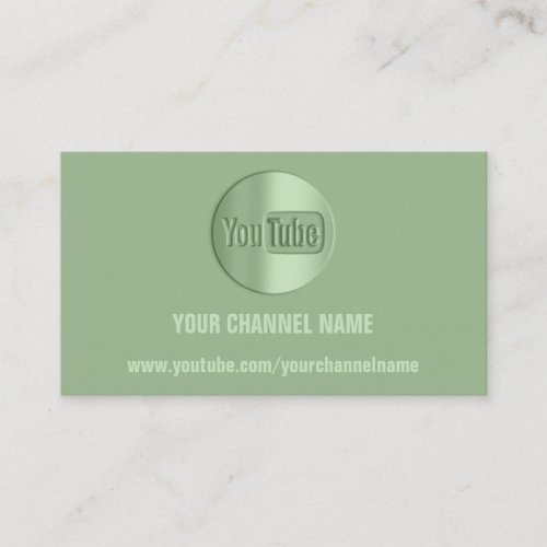 CHANNEL NAME YOU TUBER LOGO QR CODE MINT GREEN BUSINESS CARD